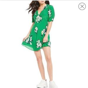 Free People Garden Floral Puff Sleeve Mini Dress